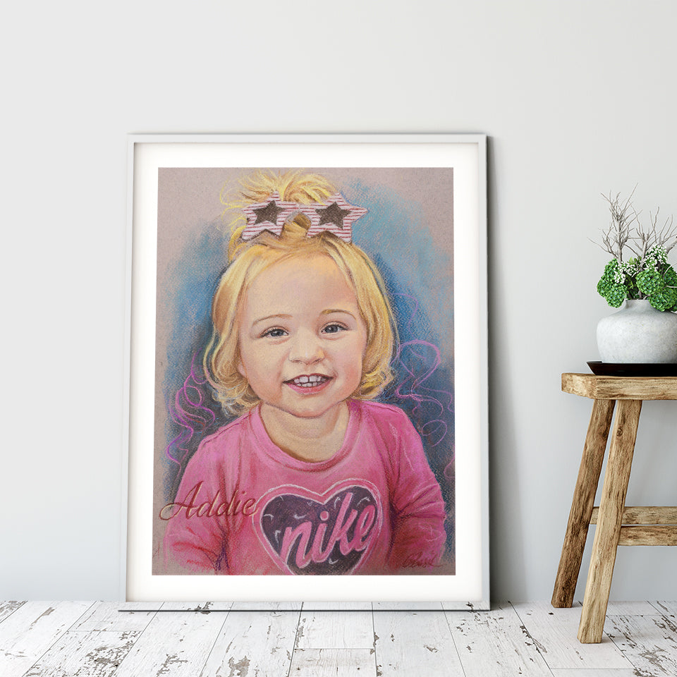 Personalized Child Portrait in Pastel, Hand-Painted Custom Child Portrait