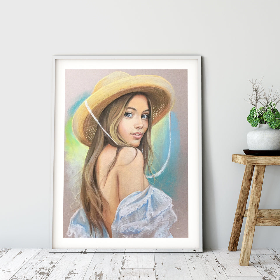 Personalized Women Portrait in Pastel, Hand-Painted Custom Person Portrait