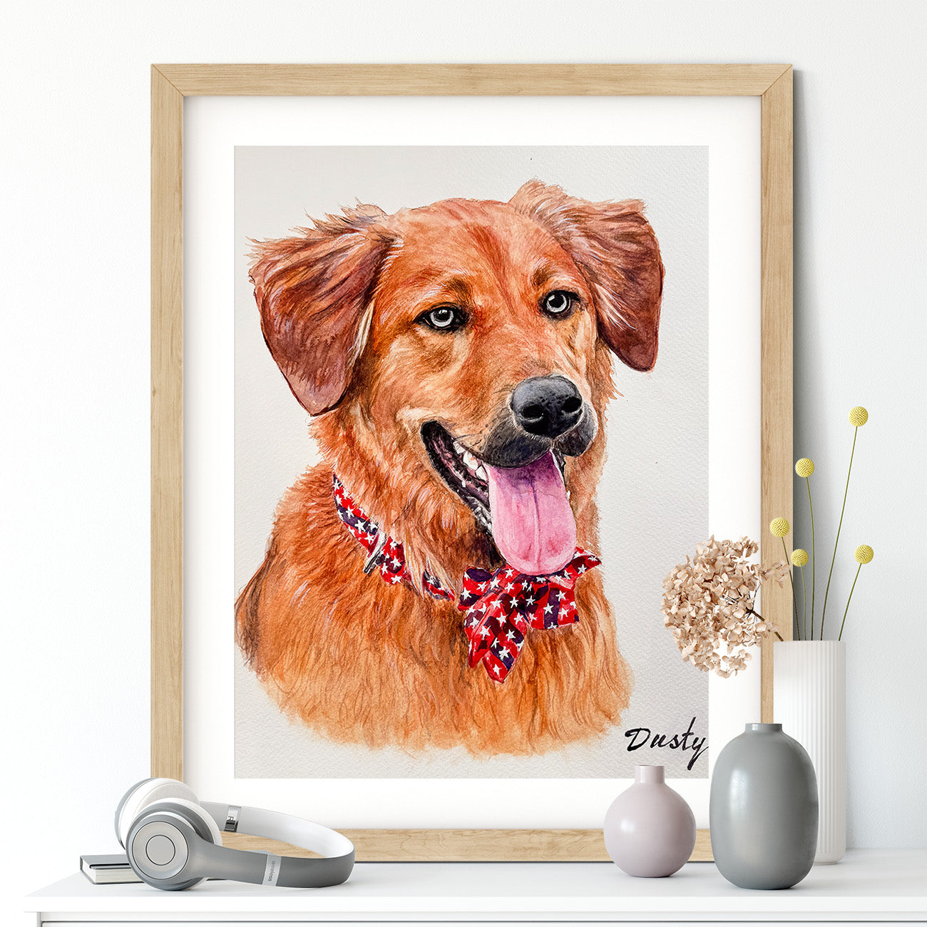 Commission Watercolor Dog Portrait Custom Dog painting from Photo