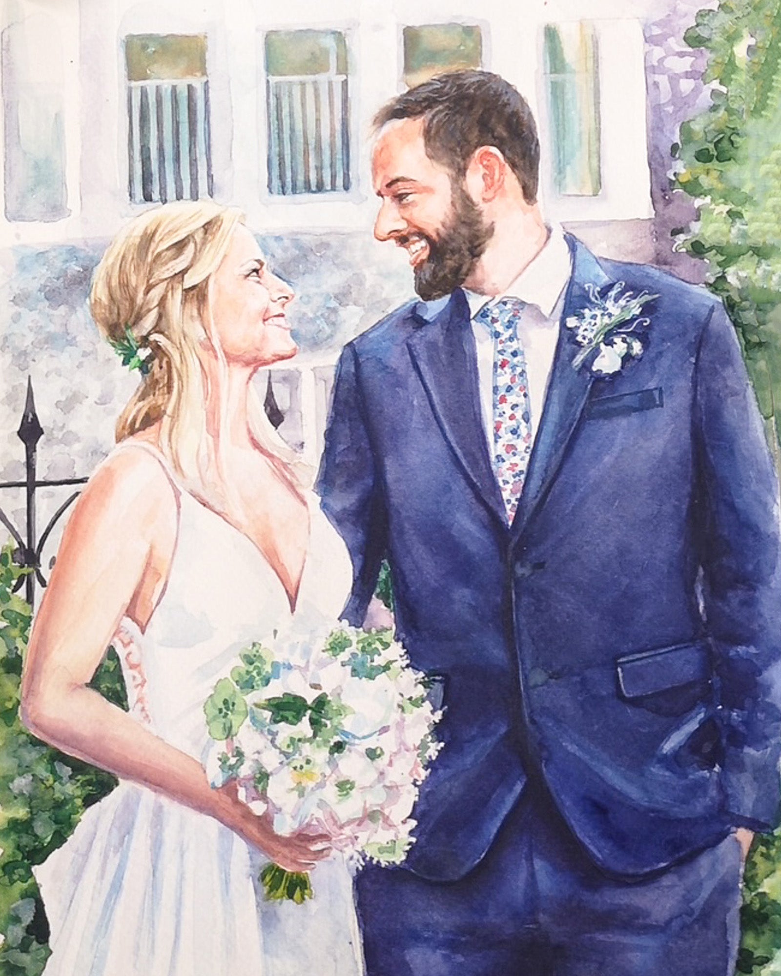 Custom Wedding Portrait Bride and Groom Portrait Hand-Painted Couple painting