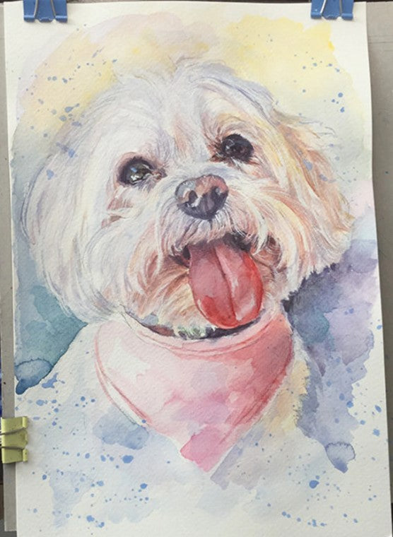 Hand-Painted Pet Portrait | Custom Watercolor Dog Portrait