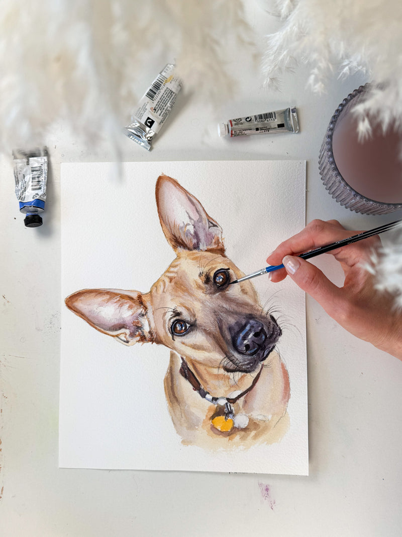high detailed custom dog watercolor portrait