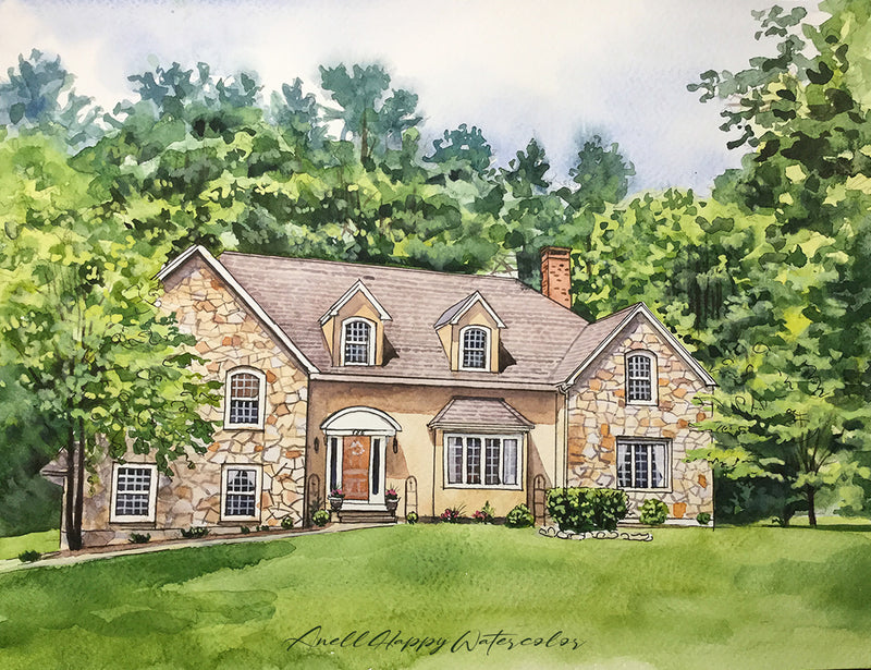 hand-painted house portrait painting