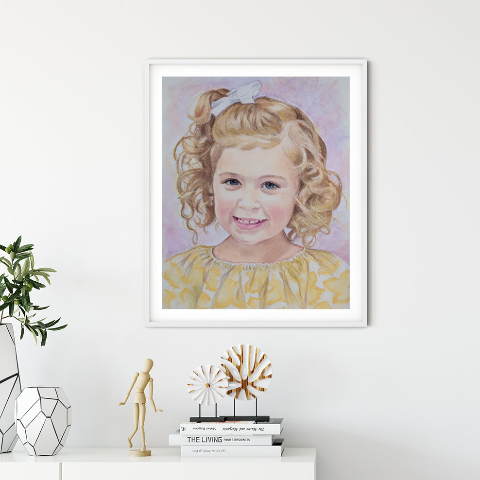 hand-painted custom child portrait in pastel 