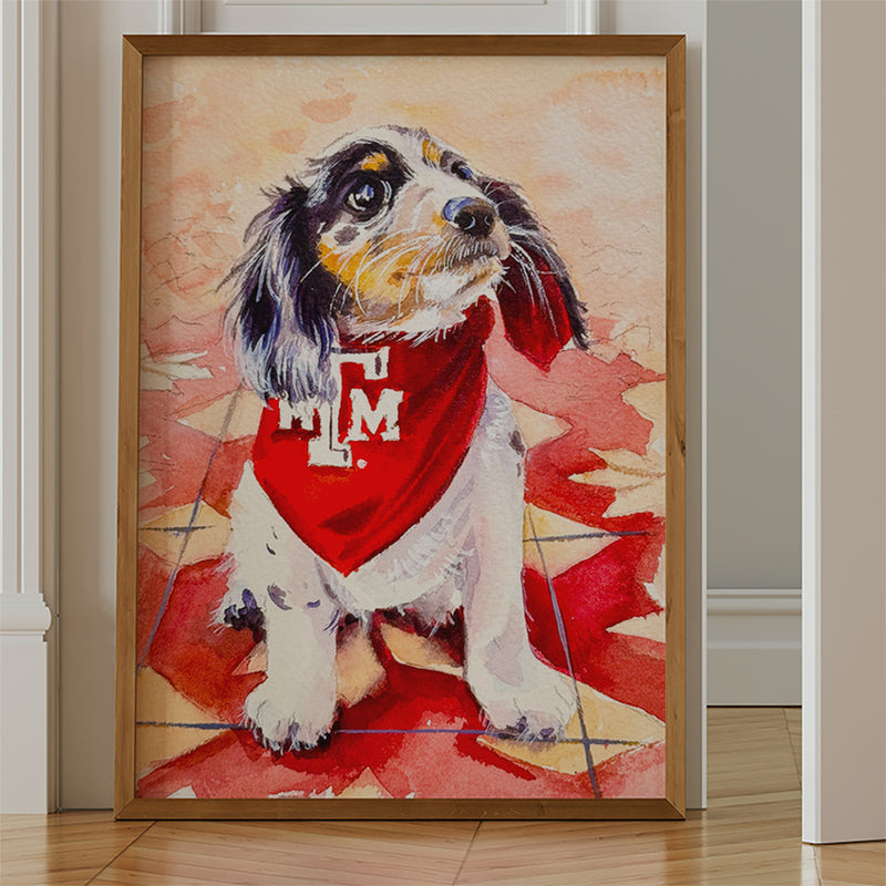 Hand-painted dog portrait in watercolor