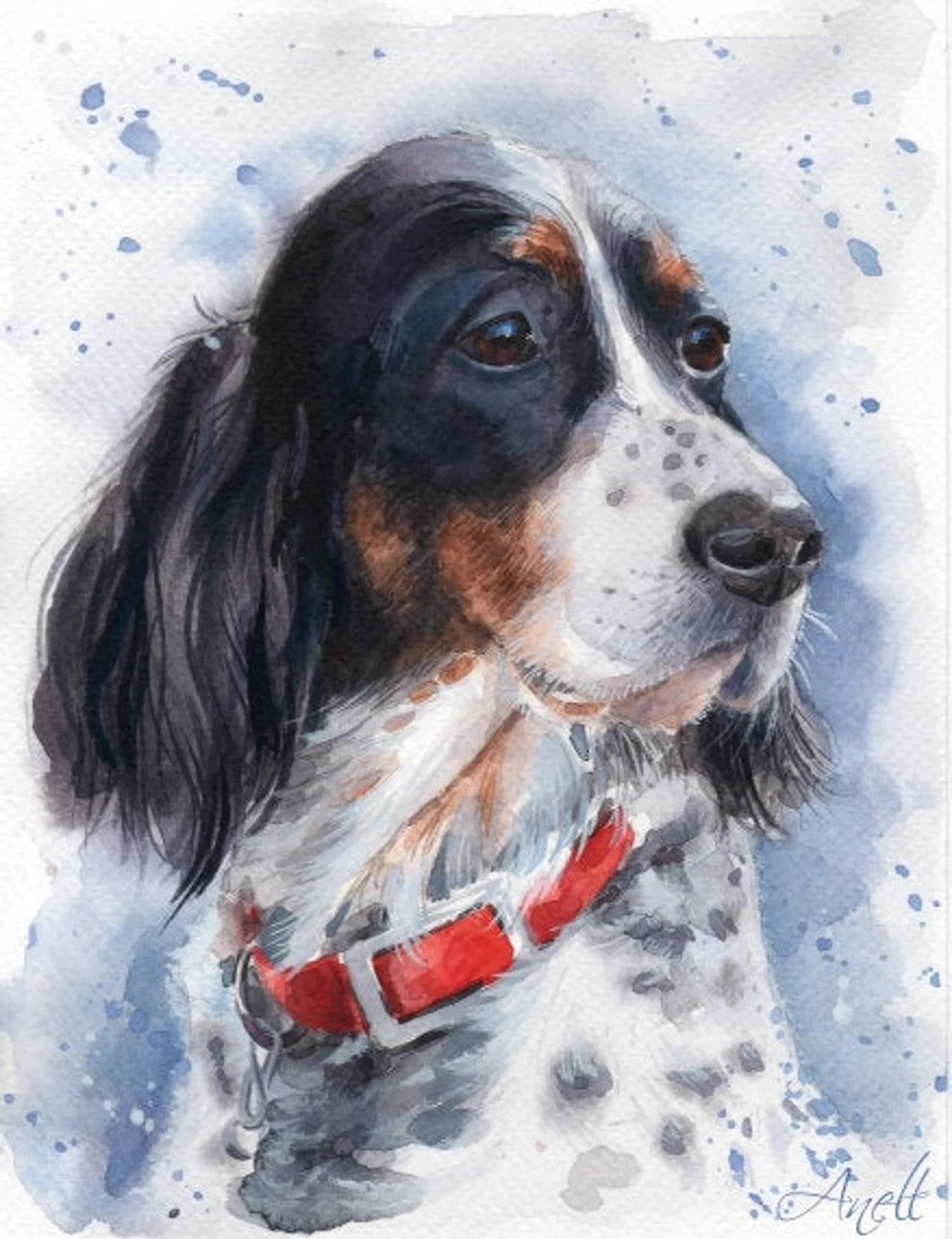 Handmade Custom Watercolor Dog Portrait | Custom Pet Painting