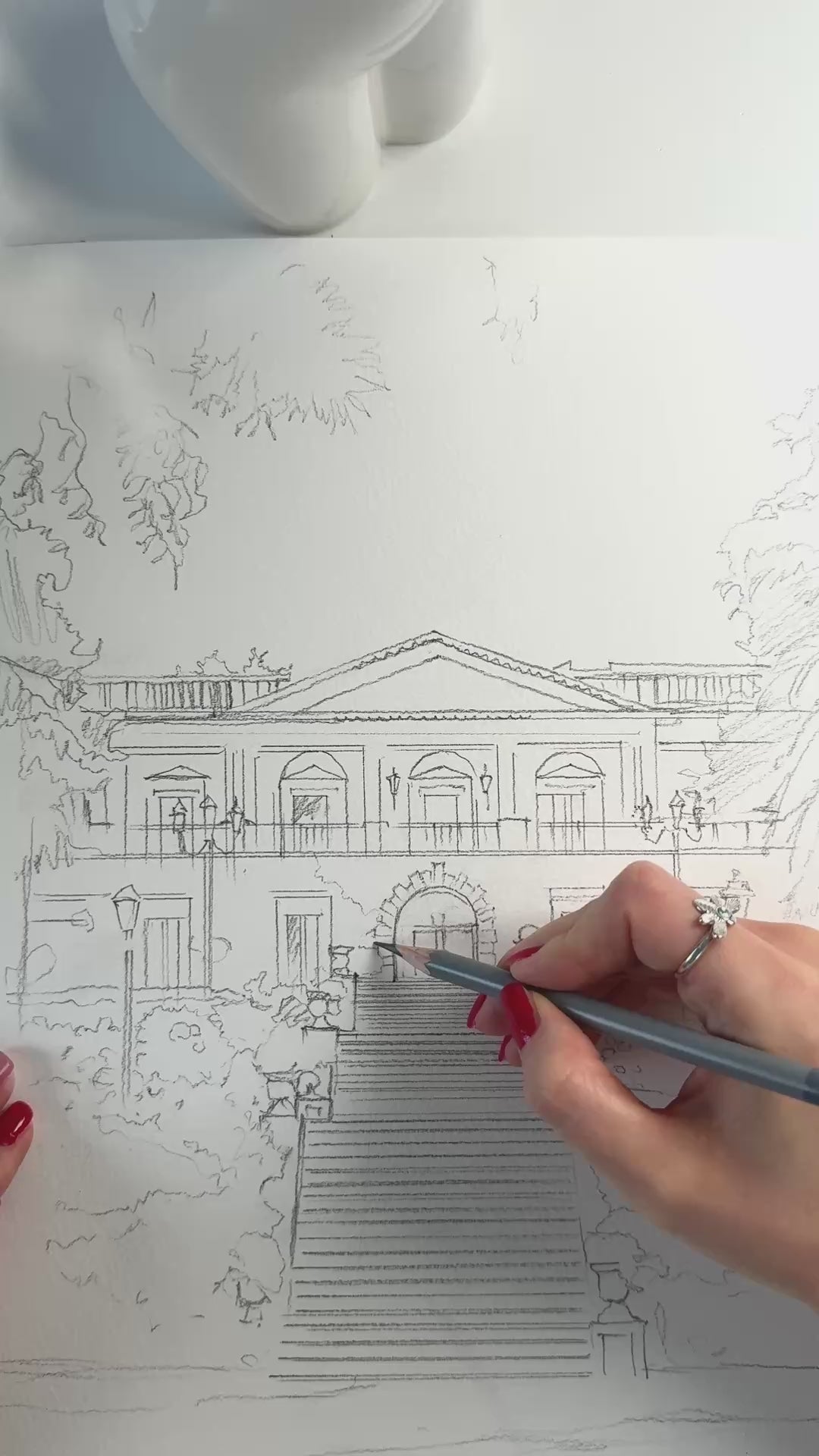 custom venue portrait watercolor