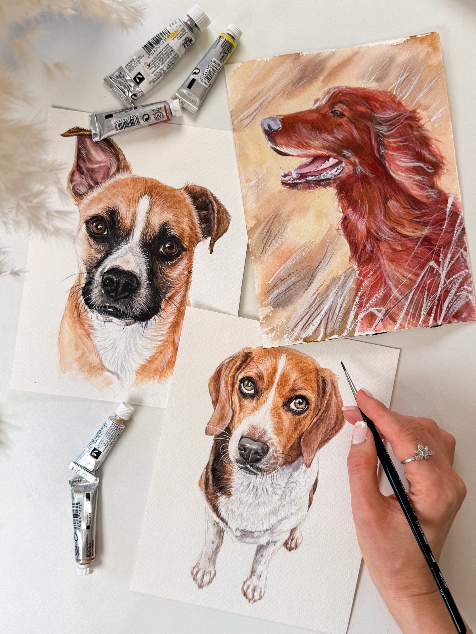 Custom dog watercolor portrait from photo